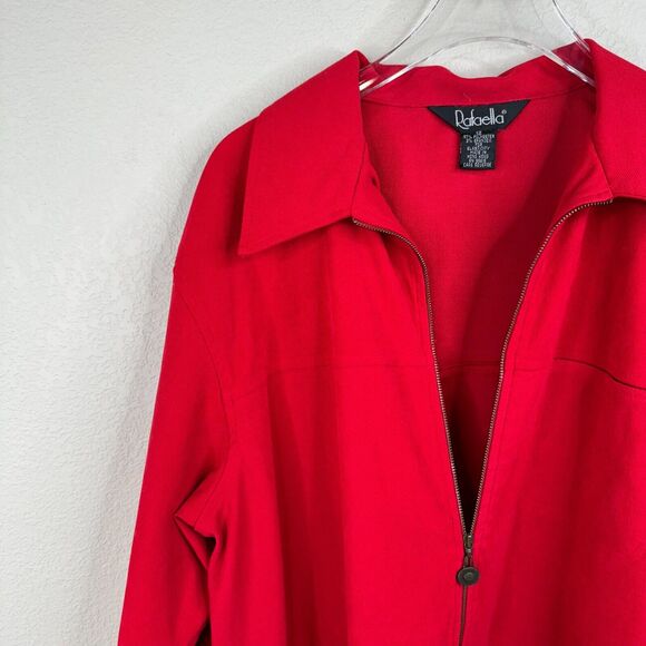 Rafaella Women Full Zip Jacket Cherry Red 12‎ Boho Lagenlook 90s - Picture 2 of 9